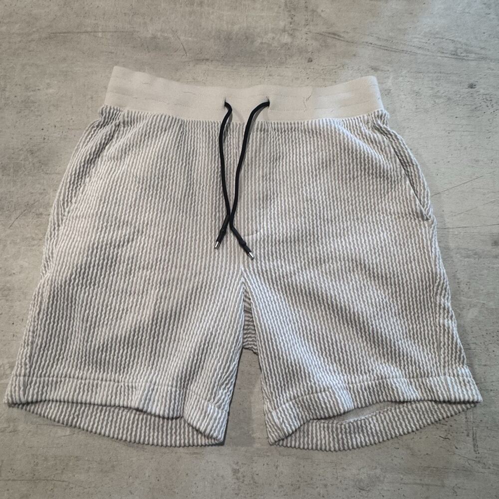 KARL LAGERFELD Paris Striped Natural Shorts Beige White Lightweight Fit Size S